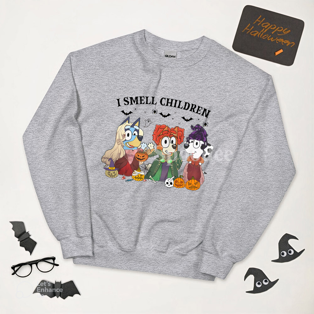 Bluey Halloween Shirt Hocus Pocus I Smell Children Shirt I Smell Children  Sweatshirt Spirit Halloween Promo Code Funny Halloween Costumes Bluey Dog  Colors Bluey Shirts For Adults - Revetee