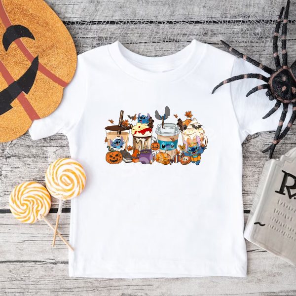 Stitch Halloween Coffee Tshirt For Kids