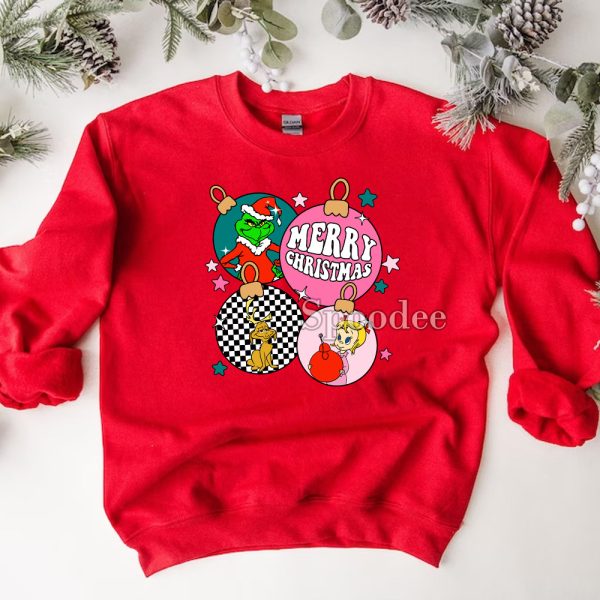 Merry Christmas Grinch Ornaments Balls Sweashirt