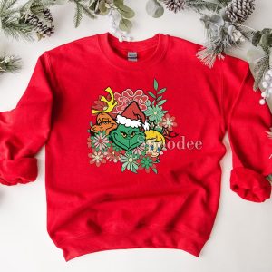 Floral Grinch Christmas Sweashirt