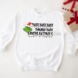 Hate Double Grinch Christmas Family Shirt