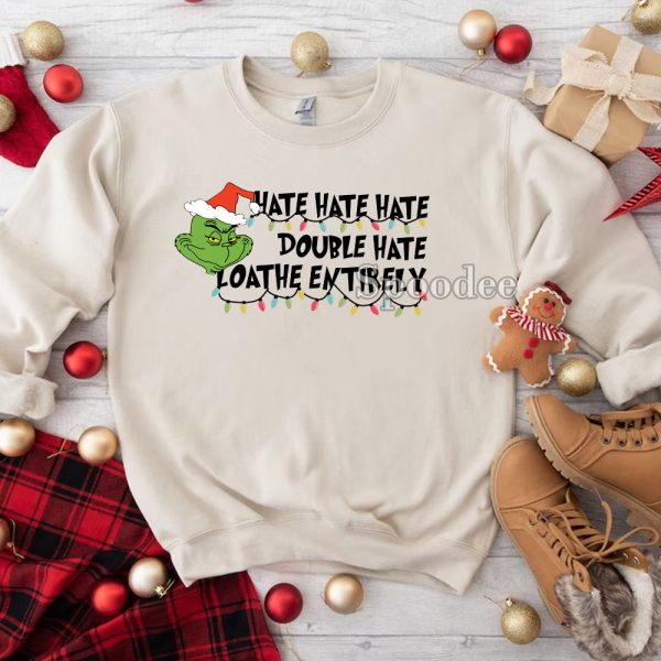 Hate Double Grinch Christmas Family Shirt