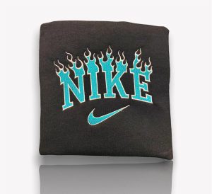 Flames Nike Logo Embroidered Sweatshirt