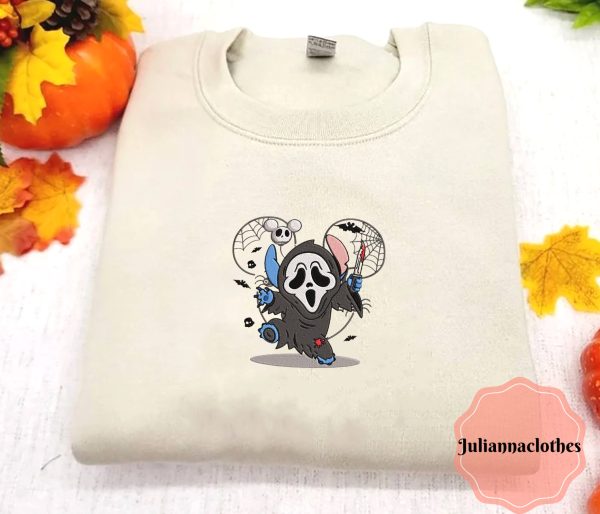 Ghost Face Halloween Stitch Embroidered Sweatshirt