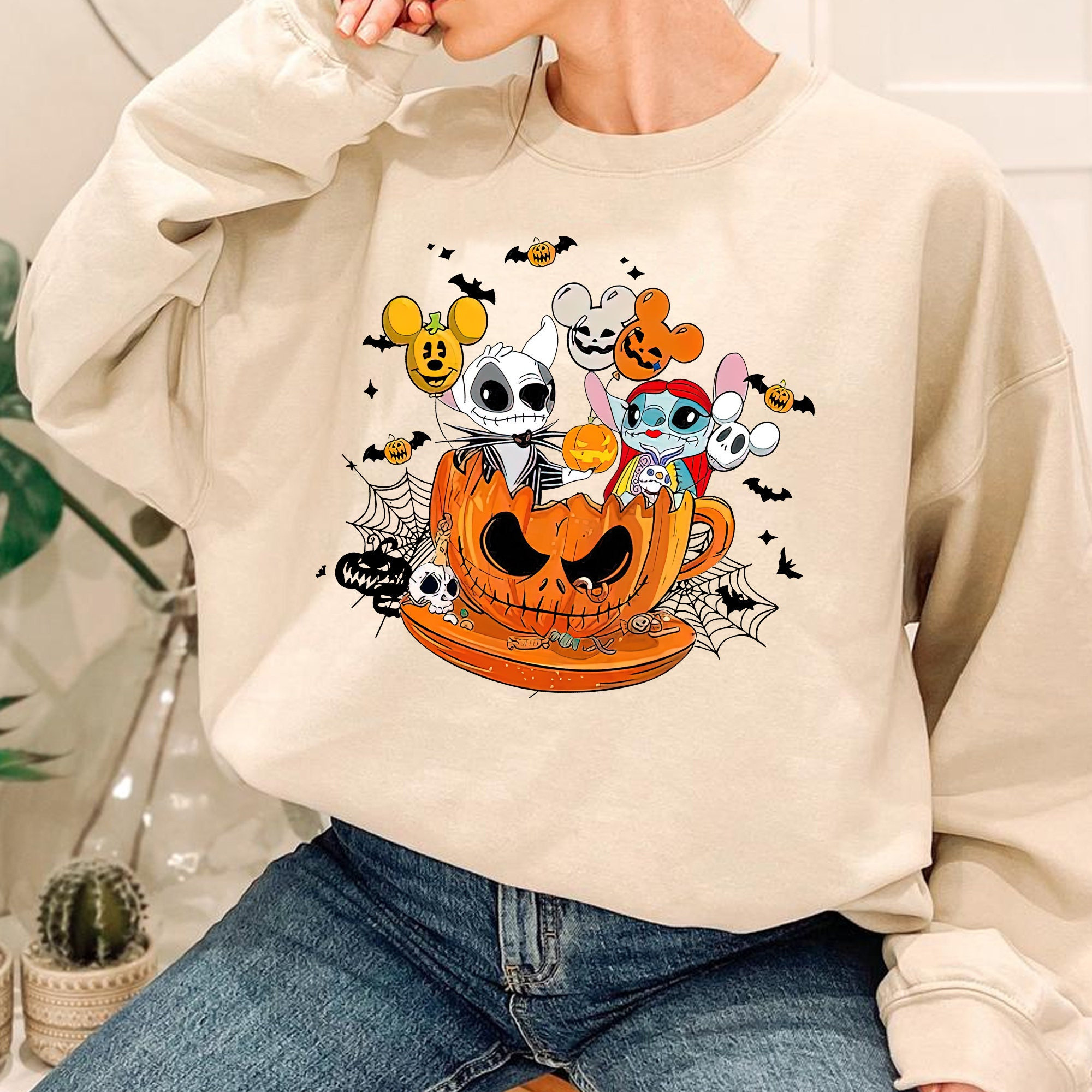 Stitch Embroidered Sweatshirt, Stitch Horror Halloween Sweater, Disney  Sweater