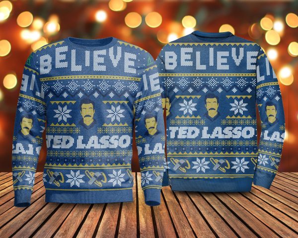 Believe TedLasso Ugly Christmas Sweater Gift Idea