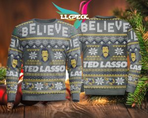 Believe TedLasso Ugly Christmas Sweater Gift Idea