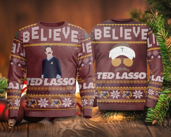 Christmas Believe Ted Lasso Ugly Sweater Plus Size