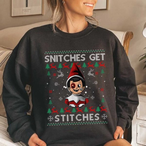 Snitches Get Stitches Elf Ugly Christmas Sweater