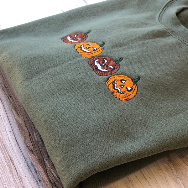 Pumpkin Spooky Season Halloween Embroidered Sweatshirt