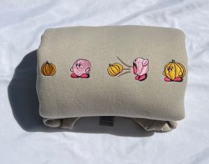 Kirby Halloween Pumpkin Anime Animation Embroidered Sweatshirt