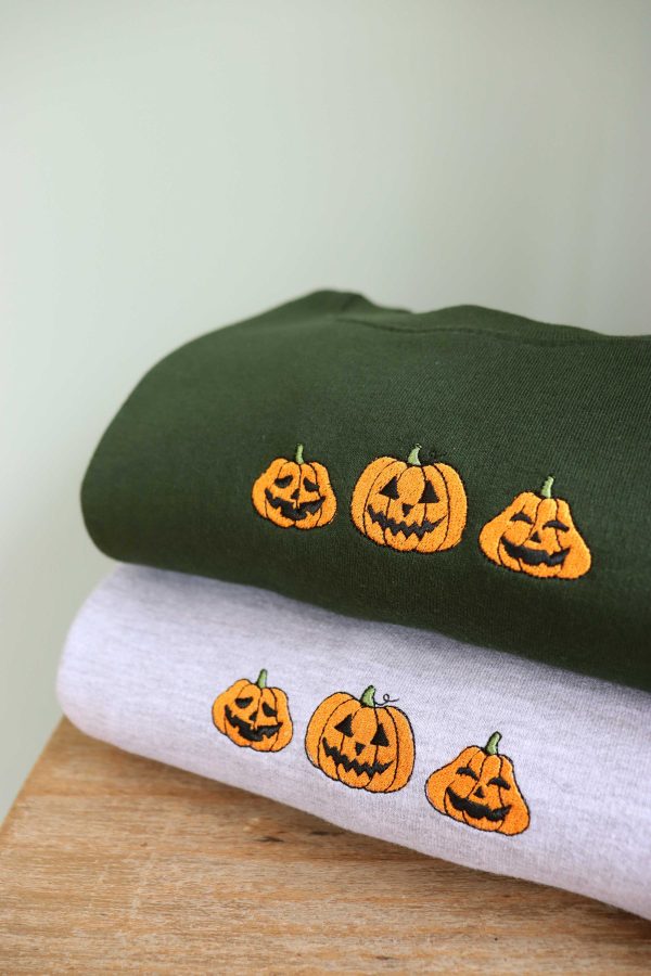 Halloween Pumpkin Face Embroidered Sweatshirt