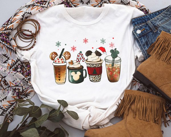 Cute Disney Mickey Minnie Christmas Coffee TShirt