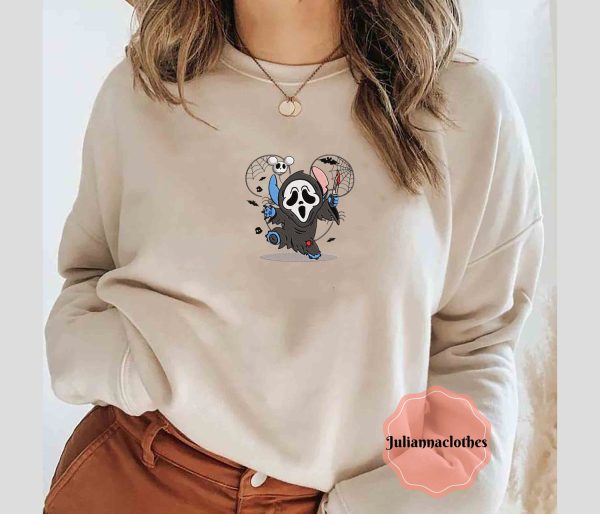 Ghost Face Halloween Stitch Embroidered Sweatshirt