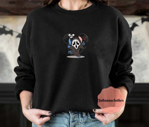 Ghost Face Halloween Stitch Embroidered Sweatshirt