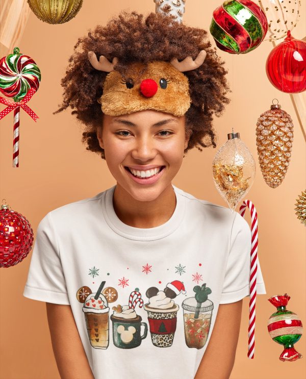 Cute Disney Mickey Minnie Christmas Coffee TShirt