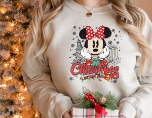 Mickey and Minnie Mouse Christmas Lights T-Shirt