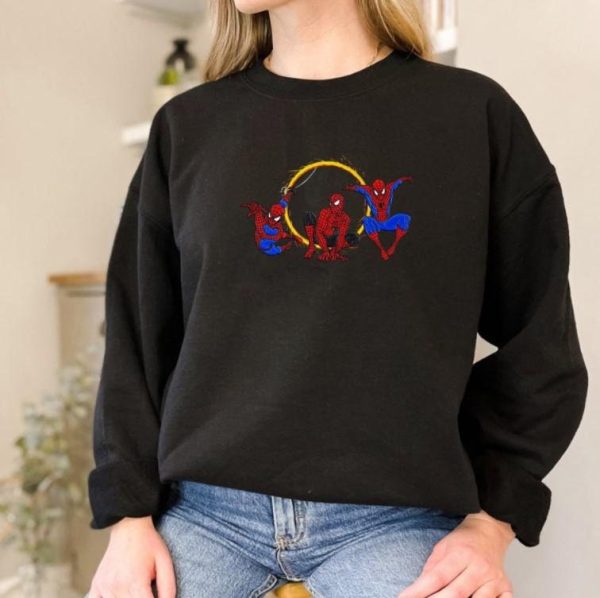 Inspired Spiderman Trio Meme Crewneck Embroidered Sweatshirt