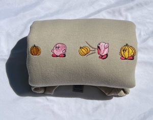 Kirby Halloween Pumpkin Anime Animation Embroidered Sweatshirt