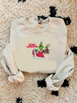 Merry Christmas Grinch Embroidered Sweatshirt