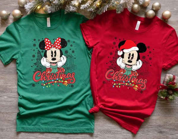 Mickey And Minnie Mouse Christmas Lights T-Shirt