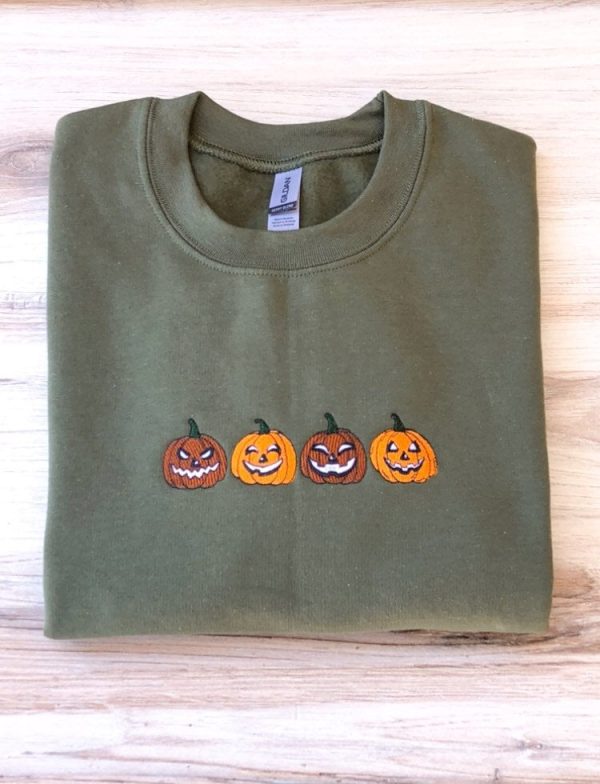 Pumpkin Spooky Season Halloween Embroidered Sweatshirt