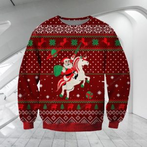 Santa Unicorn Ugly Christmas Sweater Gift For Xmas