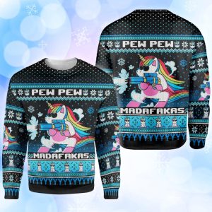 Unicorn Pew Madafakas Christmas Ugly Sweater