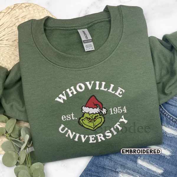 Grinch Whoville University Embroidered Sweatshirt